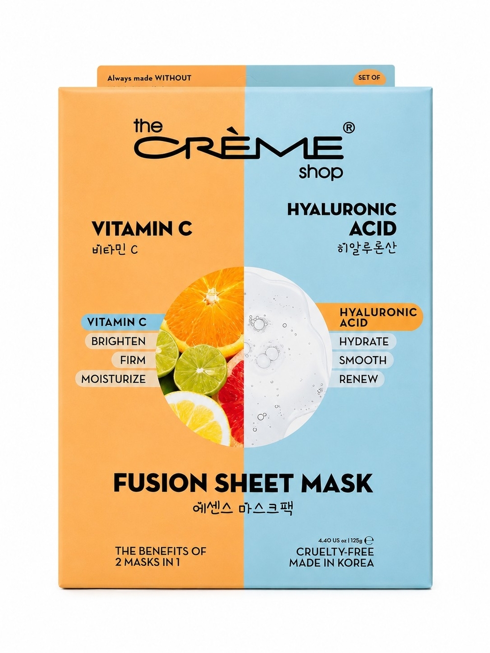 The Crème Shop Fusion Sheet Mask Vitamin C & Hyaluronic Acid – 3 Pack